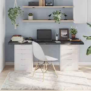 Blat de masa vidaXL, 180 x 60 x (2-4) cm, lemn masiv stejar tratat, gri