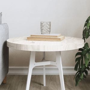 Blat de masa rotund vidaXL, diametru 50 cm, lemn masiv de pin, alb