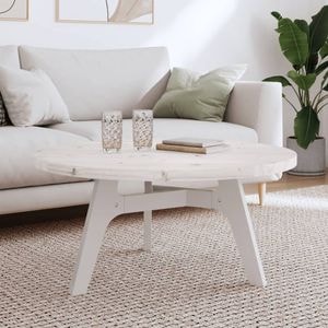 Blat de masa rotund vidaXL, diametru 90 cm x 3 cm, lemn masiv de pin, alb