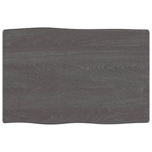 Blat de masa vidaXL, 60 x 40 x 6 cm, lemn stejar tratat, contur organic, gri