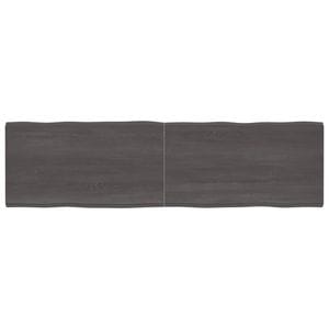 Blat de masa vidaXL, 220 x 60 x 4 cm, lemn stejar tratat, contur organic, gri