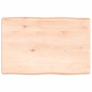 Blat de masa 60 x 40 x (2-6) vidaXL, cm lemn stejar netratat, contur organic, maro