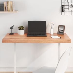 Blat de masa vidaXL, 100 x 60 x (2-6) cm , lemn masiv stejar tratat, maro