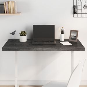 Blat de masa vidaXL, 100 x 50 x (2-4) cm, lemn masiv stejar tratat, gri
