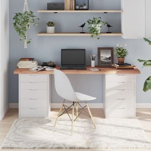 Blat de masa maro vidaXL, 180 x 60 x (2-4) cm , lemn masiv stejar tratat, maro