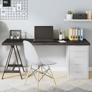 Blat de masa vidaXL, 160 x 50 x (2-4) cm, lemn masiv stejar tratat, gri