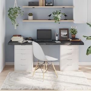 Blat de masa vidaXL, 180 x 50 x (2-6) cm, lemn masiv stejar tratat, gri