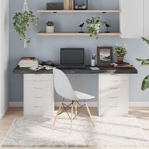 Blat de masa vidaXL, 180 x 60 x (2-6) cm, lemn masiv stejar tratat, gri