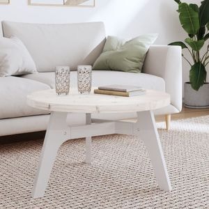 Blat de masa rotund vidaXL, diametru 70 cm, lemn masiv de pin, alb