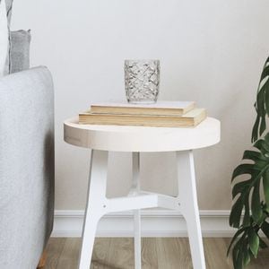 Blat de masa rotund vidaXL, diametru 30 cm, lemn masiv de pin, alb