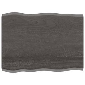 Blat de masa vidaXL, 80 x 60 x 2 cm, lemn stejar tratat, contur organic, gri