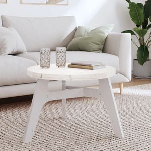 Blat de masa rotund vidaXL, diametru 60 cm, lemn masiv de pin, alb