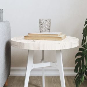 Blat de masa rotund vidaXL, diametru 40 cm, lemn masiv de pin, alb