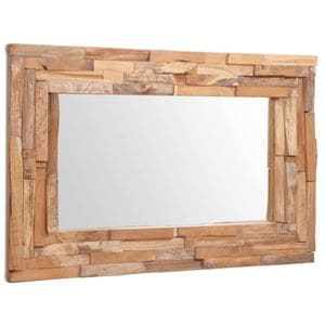 Oglinda decorativa VIDAXL din lemn de tec, dreptunghiular, 90 x 60 cm, maro
