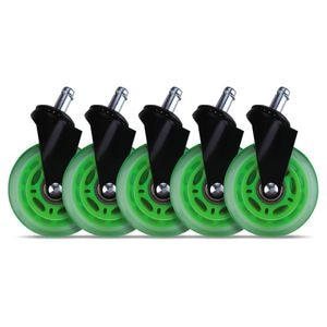 Set 5 roti de silicon pentru scaune de gaming / birou L33T-GAMING, universal 3" diametru 11mm, verde