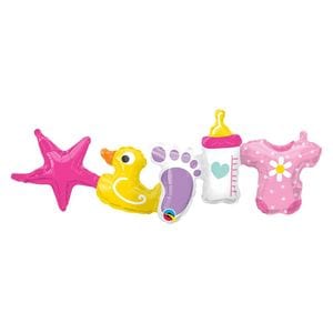 Ghirlanda Baloane Folie Baby Girl - 104 cm, 1 buc