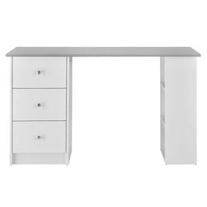 Birou cu 3 sertare si 3 polite, PAL, 120x49x72 cm, Alb/Gri Deschis 