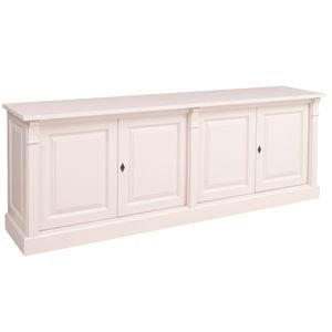 Bufet mare cu 4 usi SZEL MOB Directoire,  219 x 78 x 51 cm, lemn masiv, crem