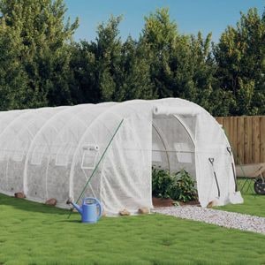 Sera cu cadru din otel, vidaXL, alb, 72 mp, 24 x 3 x 2 m