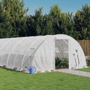 Sera cu cadru din otel, vidaXL, alb, 88 mp, 22 x 4 x 2 m