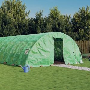 Sera cu cadru din otel, vidaXL, verde, 80 mp, 16 x 5 x 2.3 m