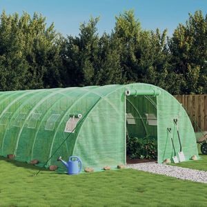 Sera cu cadru din otel, vidaXL, verde, 72 mp, 18 x 4 x 2 m