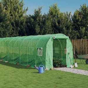 Sera cu cadru din otel, vidaXL, verde, 48 mp, 24 x 2 x 2 m