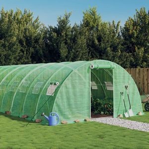 Sera cu cadru din otel, vidaXL, verde, 96 mp, 24 x 4 x 2 m