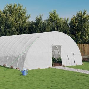 Sera cu cadru din otel, vidaXL, alb, 96 mp, 16 x 6 x 2.85 m