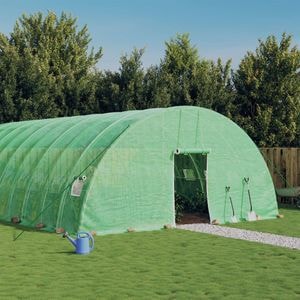 Sera cu cadru din otel, vidaXL, verde, 144 mp, 24 x 6 x 2.85 m