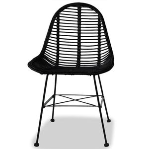 Scaune de bucatarie vidaXL, 2 buc., 49 x 56 x 84 cm, Lemn/Ratan, Negru