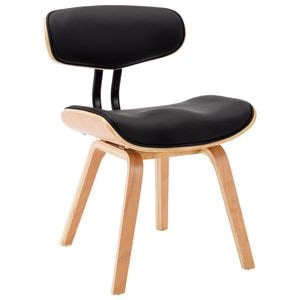 Scaune de bucatarie vidaXL, 2 buc., 51.5 x 54 x 78 cm, Lemn/Bumbac,Poliester, Negru