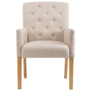 Scaune de bucatarie cu brate vidaXL, 6 buc., 61 x 66 x 95 cm, Lemn/Textil, Bej
