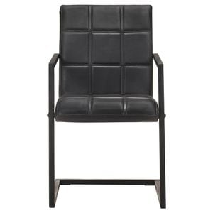 Scaune de masa tip consola vidaXL, 2 buc., 51 x 56 x 91 cm, Metal/Piele naturala, Negru