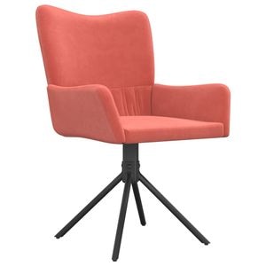Scaune de bucatarie pivotante vidaXL, 1 buc., 55 x 56 x 85 cm, Metal/Catifea, Roz