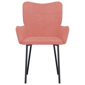 Scaune de sufragerie vidaXL, 2 buc., 55 x 58.5 x 81.5 cm, Metal/Catifea, Roz