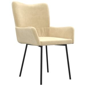 Scaune de bucatarie vidaXL, 1 buc., 55 x 57 x 81.5 cm, Metal/Catifea, Crem