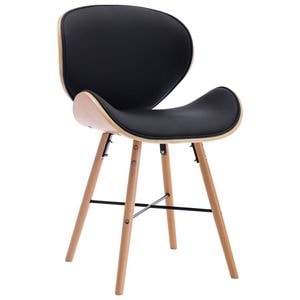 Scaune de bucatarie vidaXL, 2 buc., 50 x 50 x 81 cm, Lemn/Bumbac,Poliester, Negru