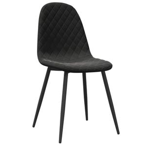 Scaune de bucatarie vidaXL, 4 buc., 45 x 53.5 x 83 cm, Metal/Catifea, Negru