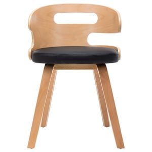 Scaunde de bucatarie vidaXL, 6 buc., 48 x 49 x 68 cm, Lemn/Piele ecologica, Negru