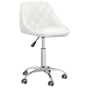 Scaune de bucatarie pivotante vidaXL, 6 buc., 46 x 44 x 67.5 cm, Metal/Piele ecologica, Alb