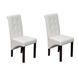 Scaune de bucatarie vidaXL, 2 buc., 43 x 52 x 95 cm, Lemn/Bumbac,Poliester, Alb