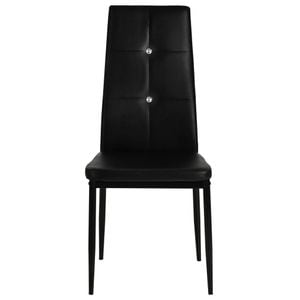 Scaune de sufragerie vidaXL, 4 buc., 43 x 43.5 x 96 cm, Lemn/Piele ecologica, Negru