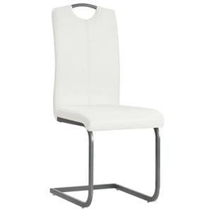 Scaune de bucatarie tip consola vidaXL, 6 buc., 43 x 55 x 100 cm, Metal/Piele ecologica, Alb