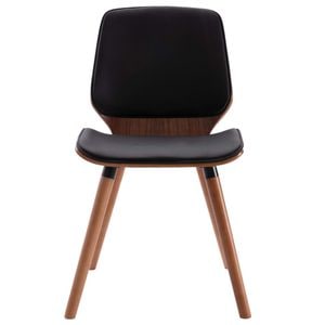 Scaune de bucatarie vidaXL, 2 buc., 48 x 62.5 x 85 cm, Lemn/Piele ecologica, Negru