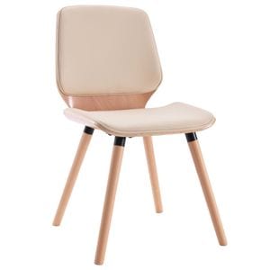 Scaune de bucatarie vidaXL, 2 buc., 48 x 62.5 x 85 cm, Lemn/Piele ecologica, Crem