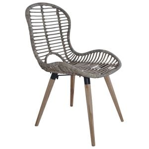 Scaune de bucatarie vidaXL, 6 buc., 48 x 64 x 85 cm, Lemn/Ratan, Maro