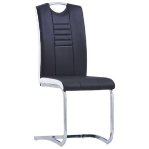 Scaune de bucatarie tip consola vidaXL, 6 buc., 42 x 52 x 100 cm, Otel/Piele ecologica, Negru