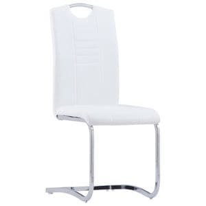 Scaune de bucatarie tip consola vidaXL, 4 buc., 42 x 52 x 100 cm, Otel/Piele ecologica, Alb
