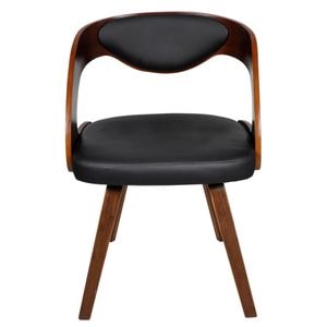 Scaune de sufragerie vidaXL, 2 buc., 52 x 48 x 75.5 cm, Lemn/Piele naturala, Maro
